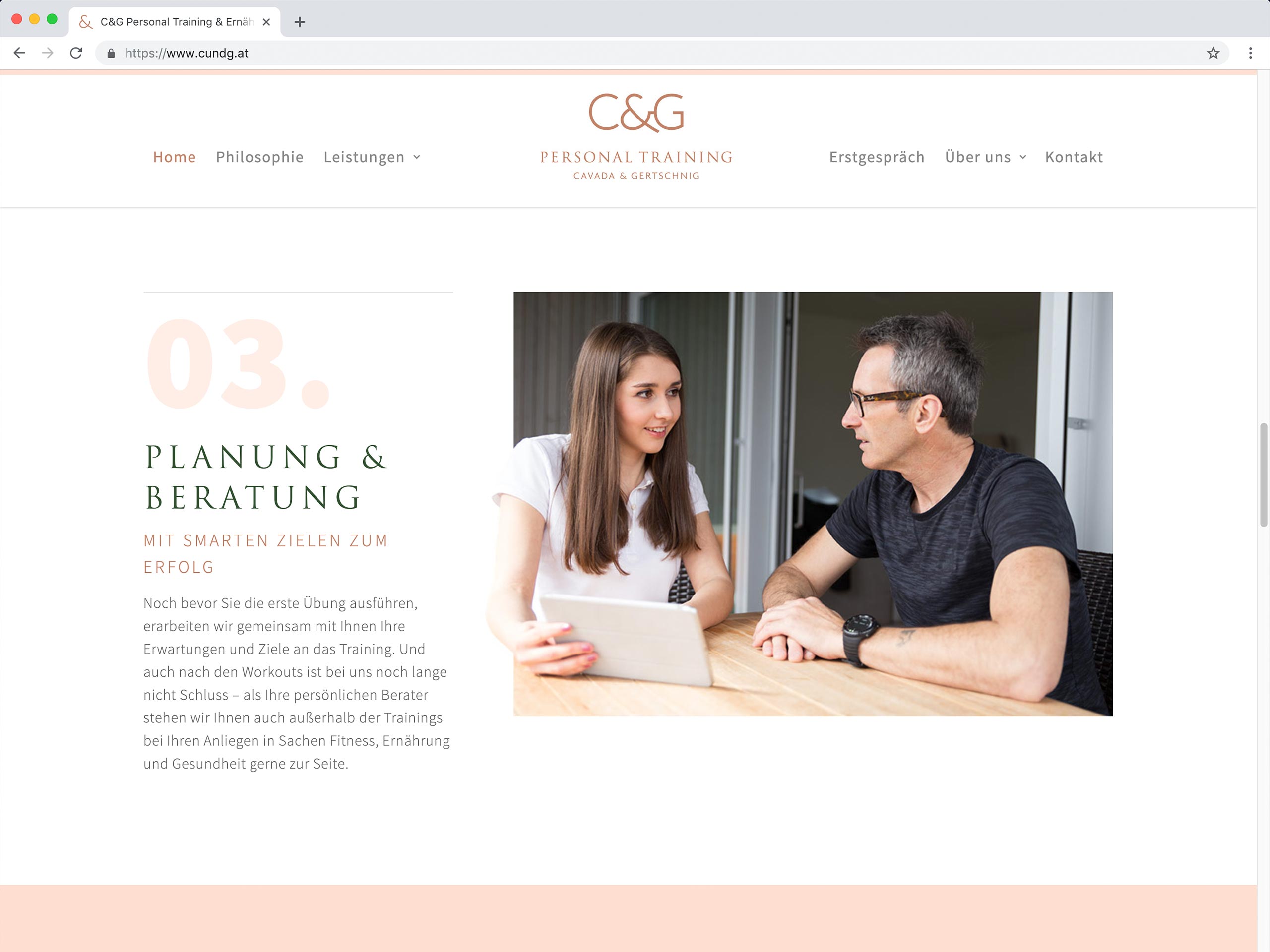 C&G Personal Training – Website Screenshot